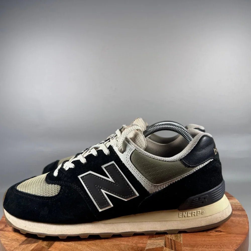 New Balance 574 Mens Sneakers Black Olive Green ML574DO Size 10 Retro Runner